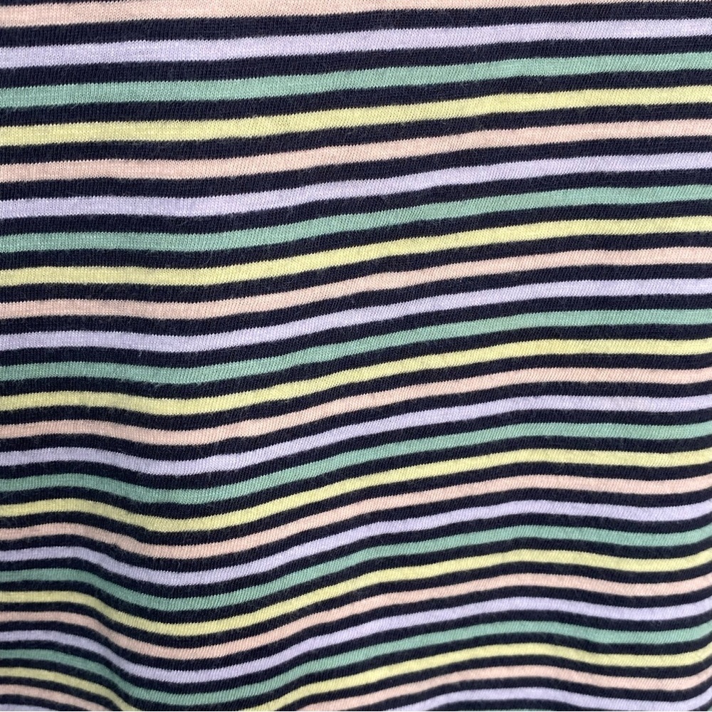 Loft Vintage Soft Pastel Stripe Short Sleeve Crew Neck Tee - Picture 2 of 6
